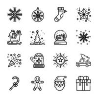 Weihnachtssymbole gesetzt. vektorillustration, schneemann, feiertag, weihnachtsmann, winter vektor