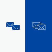 E-Mail-Antwort weiterleiten Geschäftskorrespondenz Brieflinie und Glyphe solides Symbol blaues Banner Linie und Glyphe solides Symbol blaues Banner vektor