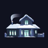 minimalistisches hausdesign einzigartige schneewintersaisonillustration vektor