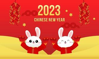 Lycklig kinesisk ny år 2023 år av de kanin zodiaken logotyp bakgrund vektor