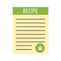 Rezept-Marihuana-Papier-Symbol, flachen Stil