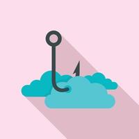 Phishing-Cloud-Datensymbol, flacher Stil vektor