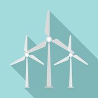 Windturbinen-Eco-Station-Symbol, flacher Stil vektor