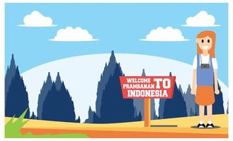 flache illustration erstaunlicher touristenattraktionen in indonesien, vektorisometrische illustration geeignet für diagramme, infografiken und andere grafische elemente vektor