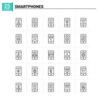 25 Smartphones Symbolsatz Vektorhintergrund vektor