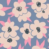 Ästhetisches, zeitgenössisches, druckbares, nahtloses Muster mit retro-groovigen Blumen. dekorativer naiver Vintage-Boho-Hintergrund im Stil der 60er, 70er Jahre im minimalistischen Stil der Mitte des Jahrhunderts für Stoff, Tapete oder Verpackung vektor