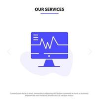 unsere dienstleistungen medizinisches krankenhaus herz herzschlag festes glyphensymbol webkartenvorlage vektor