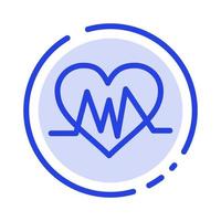 medicinsk hjärta hjärtslag puls blå prickad linje linje ikon vektor