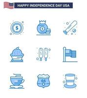 blå packa av 9 USA oberoende dag symboler av tacksägelse muffin boll efterrätt USA redigerbar USA dag vektor design element