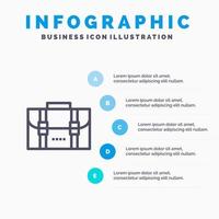 Rucksack Tasche Reisen Büro Symbol Leitung mit 5 Schritten Präsentation Infografiken Hintergrund vektor