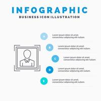 Benutzer Benutzer-ID ID Profilbild Liniensymbol mit 5 Schritten Präsentation Infografiken Hintergrund vektor