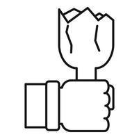 Gebrochene Flasche Handsymbol, Umrissstil vektor