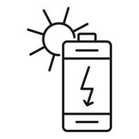 Solarenergie-Symbol für Telefon aufladen, Umrissstil vektor