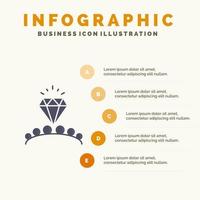 Diamant Liebe Herz Hochzeit solide Symbol Infografiken 5 Schritte Präsentationshintergrund vektor