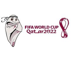 maskot fifa värld kopp qatar 2022 med officiell logotyp symbol vektor design abstrakt illustration
