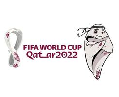 maskot fifa värld kopp qatar 2022 med officiell logotyp symbol världsliga vektor design abstrakt illustration