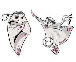 maskotar fifa värld kopp qatar 2022 officiell logotyp världsliga och ballon mästare symbol design vektor abstrakt illustration