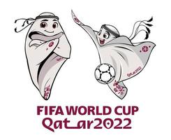 maskottchen fifa weltmeisterschaft katar 2022 mit offiziellem logo symbol und bllon champion design vektor abstrakte illustration