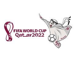 maskot fifa värld kopp qatar 2022 med officiell logotyp och ballon mästare symbol design vektor abstrakt illustration