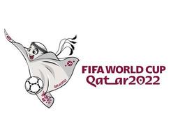 maskot fifa värld kopp qatar 2022 officiell logotyp och ballon symbol design vektor abstrakt illustration