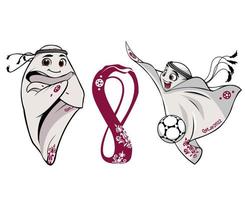 maskotar fifa värld kopp qatar 2022 med officiell logotyp symbol och bllon mästare design vektor abstrakt illustration