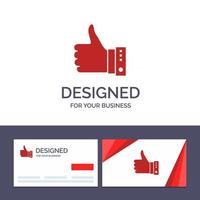 kreative visitenkarten- und logo-vorlage wie fingergeste hand daumen hoch ja vektorillustration