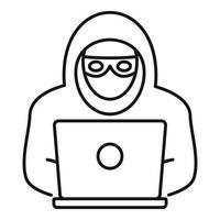 Laptop-Hacker-Symbol, Umrissstil vektor
