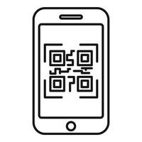 Smartphone-QR-Code-Symbol, Umrissstil vektor