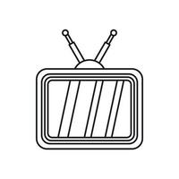 retro-tv mit holzgehäuse-symbol, umrissstil vektor