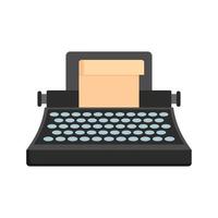 svart klassisk skrivmaskin ikon, platt stil vektor