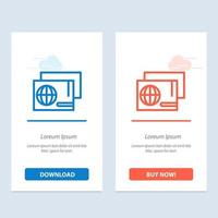 Identitätspass Reisepass Einkaufen blau und rot herunterladen und jetzt kaufen Web-Widget-Kartenvorlage vektor