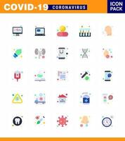 25 Flachfarben-Virus-Corona-Icon-Pack wie Nasenröhrchen-Drogentest-Blutvirus-Coronavirus 2019nov-Krankheitsvektor-Designelemente vektor