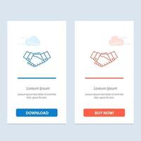 handshake vereinbarung business hände partner partnerschaft blau und rot jetzt herunterladen und kaufen web-widget-kartenvorlage vektor