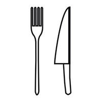 kniv och gaffel ikon, översikt stil vektor