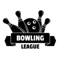 Bowling-Liga-Logo, einfacher Stil vektor