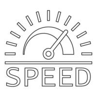 hastighet instrumentbräda logotyp, översikt stil vektor