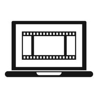 Videobearbeitungs-Laptop-Symbol, einfacher Stil vektor