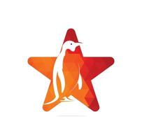 Pinguin Sternform Konzept Logo Vorlage Vektor Icon Illustration Design
