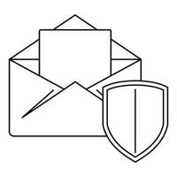 gesichertes E-Mail-Symbol, Umrissstil vektor