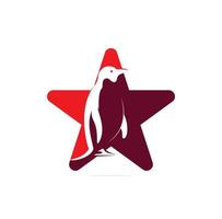 Pinguin Sternform Konzept Logo Vorlage Vektor Icon Illustration Design