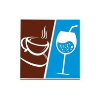 Kaffee und Wein-Logo-Design-Vektor-Illustration. vektor