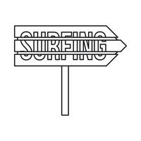 Straßenschild mit Wort-Surfen-Symbol, Umrissstil vektor