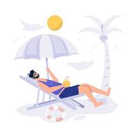 genießen sie sonnenbad sommer strandurlaub illustration vektor