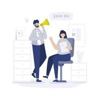 Seien Sie unser Illustrationsdesign für die Rekrutierung von Teamjobs vektor