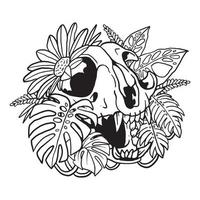 blommig aroid växt katt skalle illustration färg sida vektor
