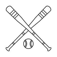 Baseballschläger und Ball-Symbol, Umrissstil vektor