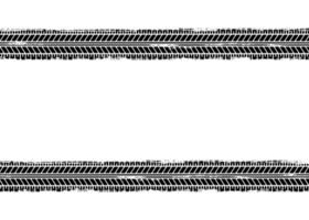 Grunge-Element der Autoreifenlauffläche. auto- und motorradreifenmuster, radreifenprofilspur. schwarzer Reifenabdruck. Vektor-Illustration isoliert auf weißem Hintergrund vektor