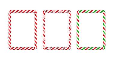 jul godis sockerrör fyrkant ram med röd grön och vit randig. xmas gräns med randig godis klubba mönster. jul och ny år mall. vektor illustration isolerat på vit bakgrund