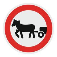 Pferdewagen ist verbotenes Symbol, flacher Stil. vektor
