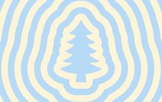 Retro-horizontaler einfarbiger Hintergrund mit sich wiederholendem Silhouette-Weihnachtsbaum. trendiger Vektor-Hippie-Print im Stil der 70er, 80er Jahre. Pastellfarben vektor
